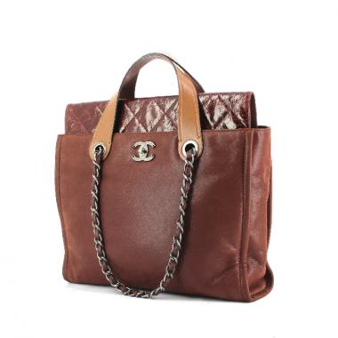 Sac à main Chanel Portobello en cuir matelassé bordeaux et cuir marron