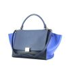 Celine Trapeze medium model bag in black and dark blue leather and electric blue leather - 00pp thumbnail