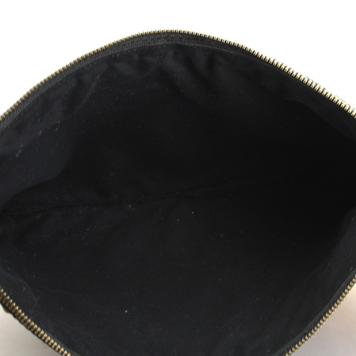 Pochette Fauré Le Page in tela monogram verde kaki e pelle gialla - Detail D2