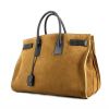 Shopping bag in camoscio marrone caramello e pelle marrone - 00pp thumbnail