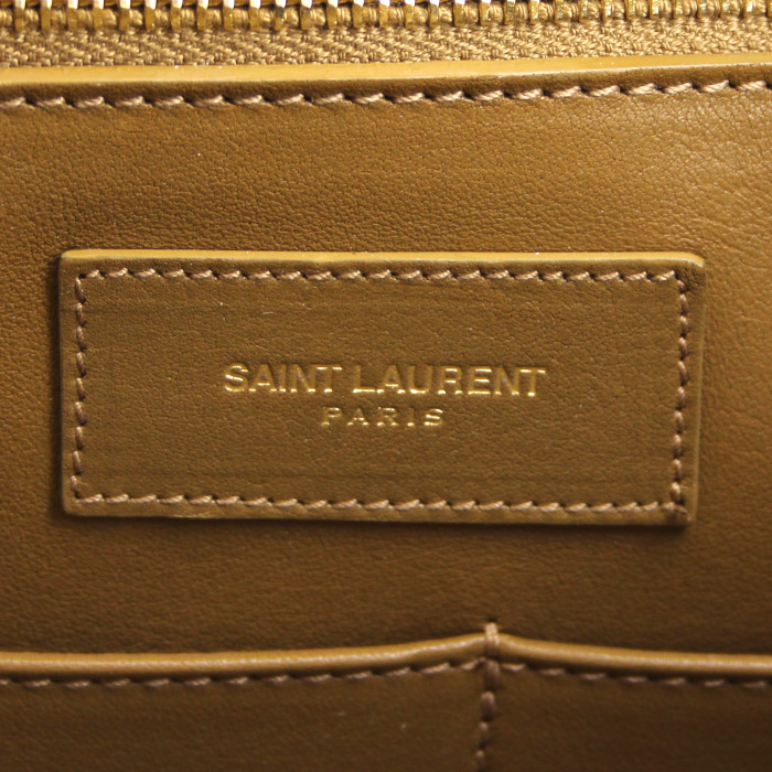 Shopping bag in camoscio marrone caramello e pelle marrone - Detail D4