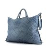 Bolso de mano Bottega Veneta en cuero trenzado azul - 00pp thumbnail