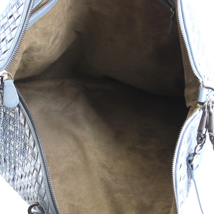 Bolso de mano Bottega Veneta en cuero trenzado azul - Detail D3