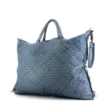 Sac à main Bottega Veneta en cuir tressé bleu