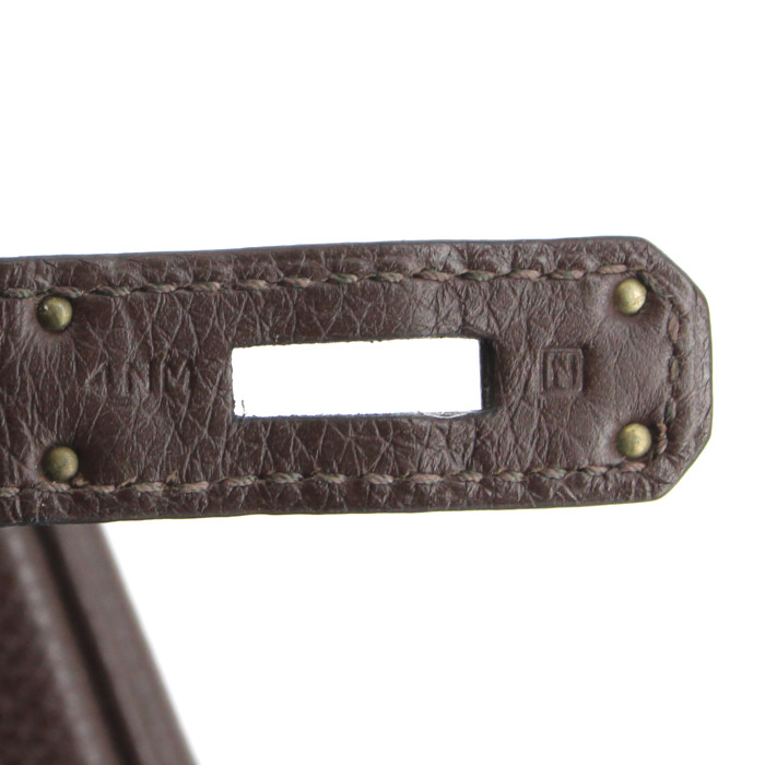 Hermes Birkin 35 cm handbag in brown togo leather - Detail D4