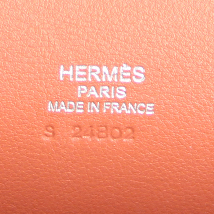 Sac besace Hermes Jypsiere petit modèle en cuir Swift rose-saumon - Detail D3