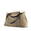 Hermes handbag in khaki canvas and dark brown leather - 00pp thumbnail