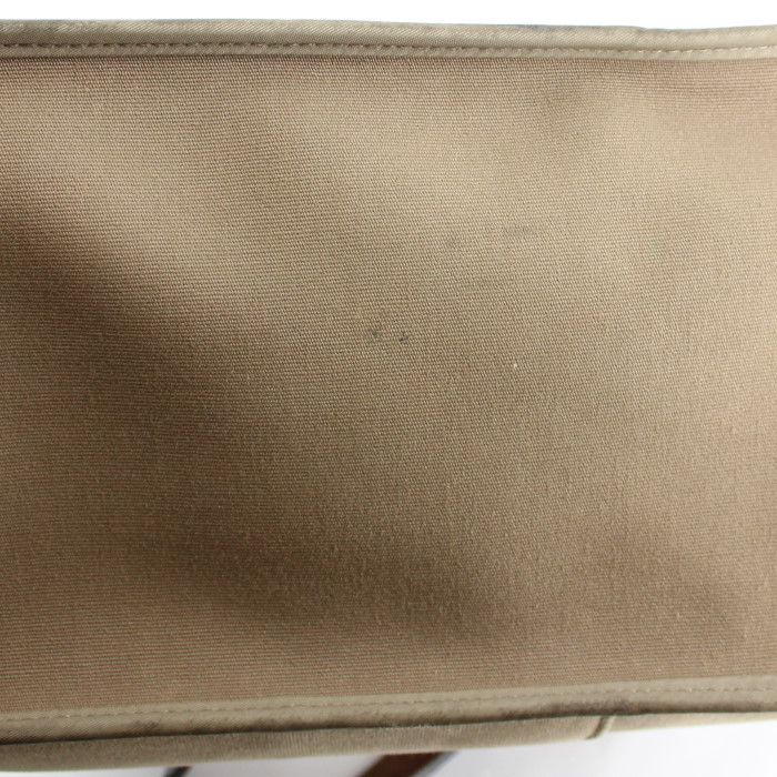 Bolso de mano Hermes en lona caqui y cuero marrón oscuro - Detail D4