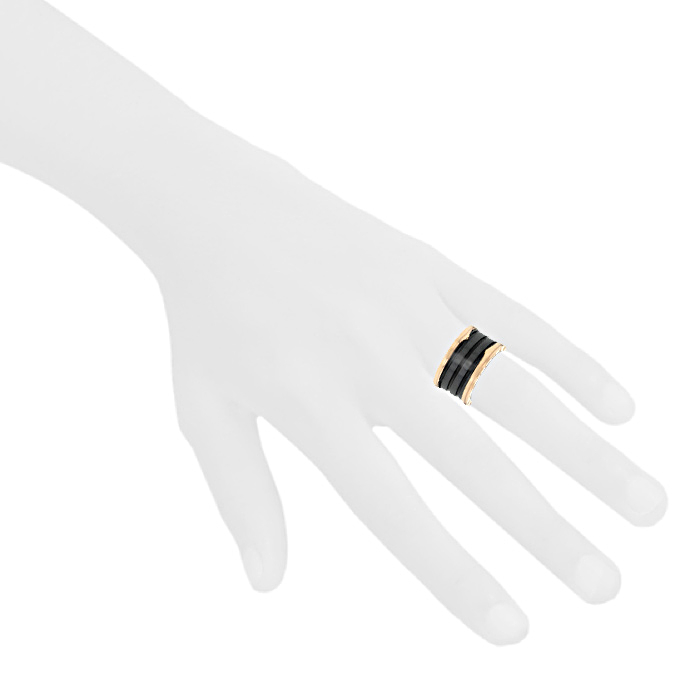 Bague B.Zero1 grand modèle en or rose et céramique noire - Detail D1