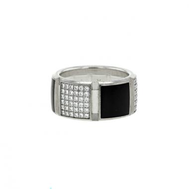 Anello Chaumet Class One Black & White in oro bianco,  ceramica nera e diamanti