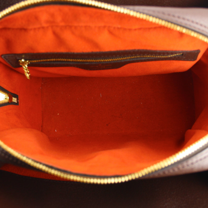 Louis Vuitton Pont Neuf handbag in damier canvas and brown leather - Detail D2