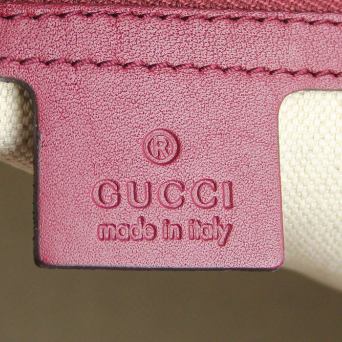 Sac cabas Gucci en toile monogram beige et cuir rose - Detail D3