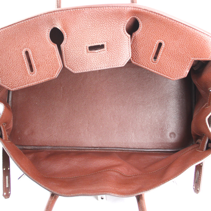 Bolso de mano Hermes Birkin Shoulder en cuero marrón - Detail D2