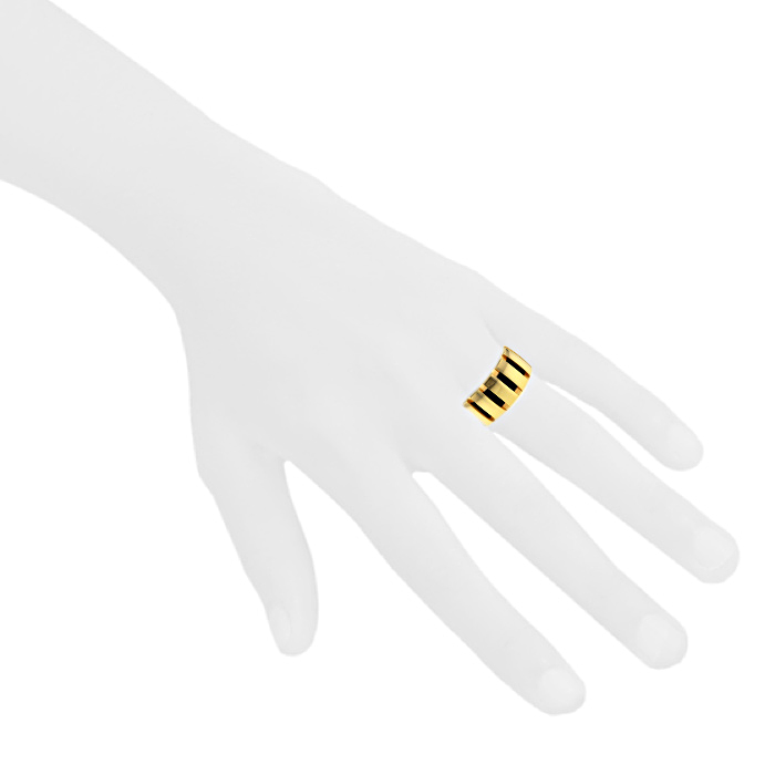 Anello Chaumet Class One modello grande in oro giallo e caucciù nero - Detail D1