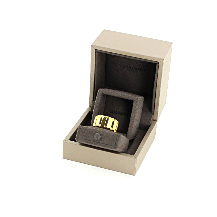 Anello Chaumet Class One modello grande in oro giallo e caucciù nero - Detail D2