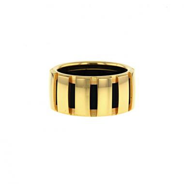 Bague Chaumet Class One grand modèle en or jaune et caoutchouc noir
