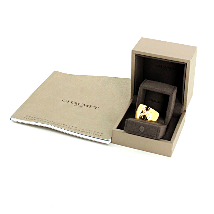 Anello Chaumet Lien taglia XL in oro giallo e diamanti - Detail D2