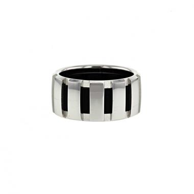 Chaumet Class One large model ring in white gold and rubber