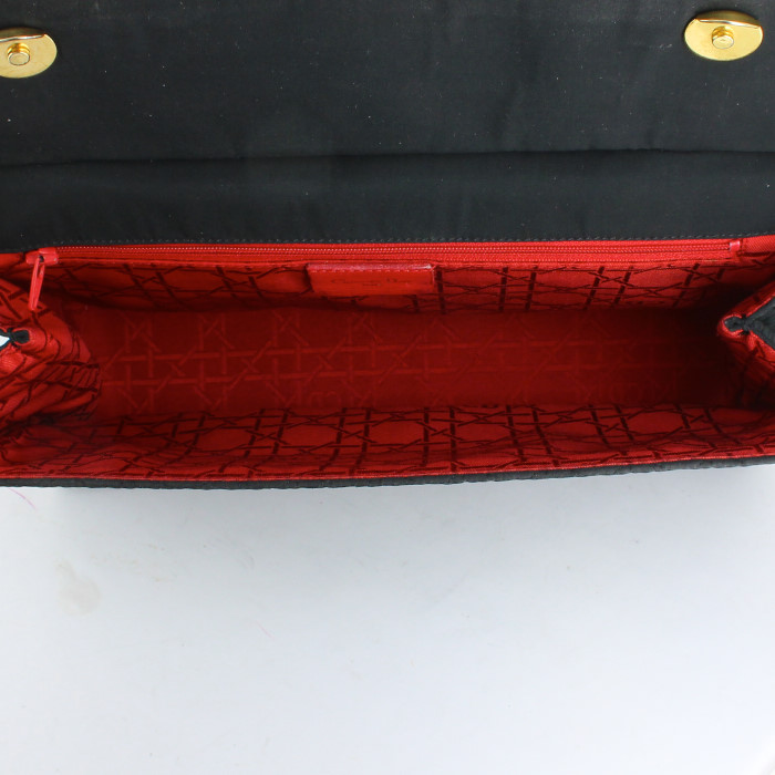 Dior Lady Dior handbag in black canvas cannage - Detail D2