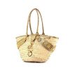 Miu Miu shopping bag in beige wicker and gold leather - 00pp thumbnail