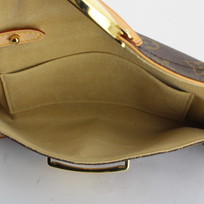 Louis Vuitton small model handbag/clutch in monogram canvas and natural leather - Detail D2