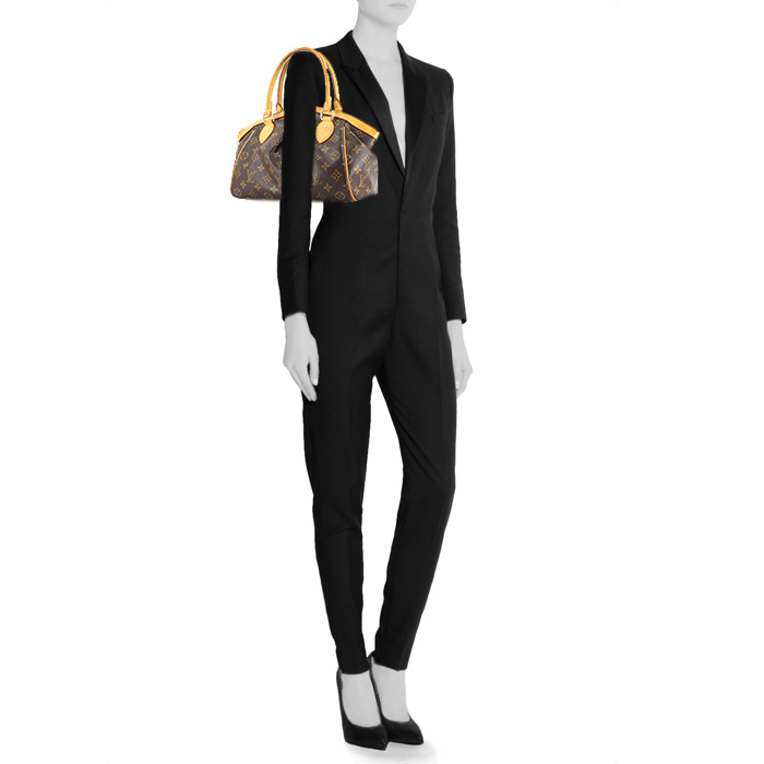 Borsa Tivoli in tela monogram e pelle naturale - Detail D1