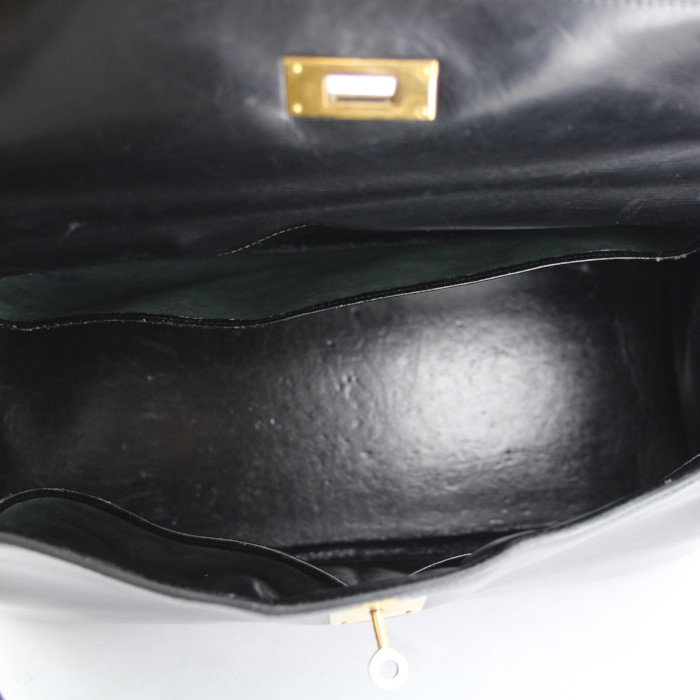 Hermes Kelly 35 cm handbag in black box leather - Detail D3