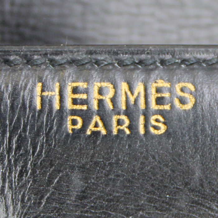 Bolso de mano Hermes Kelly 35 cm en cuero box negro - Detail D4