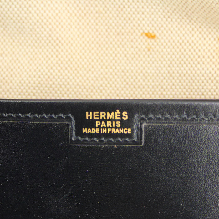 Hermes pouch in black box leather - Detail D3