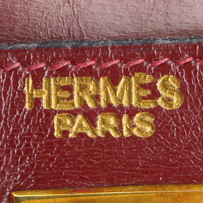Borsa Hermes Kelly 35 cm in pelle box bordeaux - Detail D3