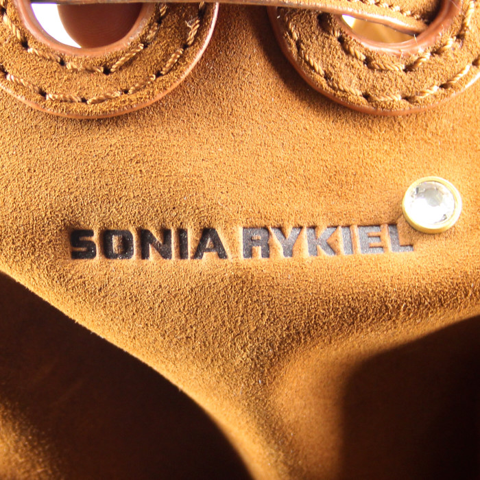Borsa bisaccia in camoscio marrone caramello - Detail D3