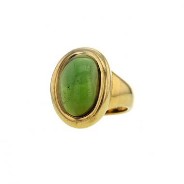 Bague époque années 90 Cartier Baignoire en or jaune et tourmaline verte