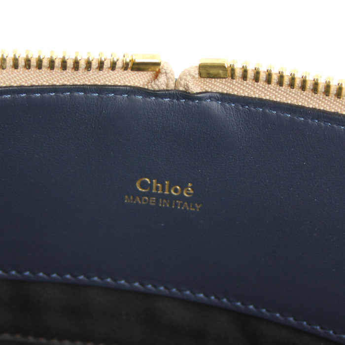 Bolso de mano Chloé en cuero bicolor azul y azul marino - Detail D4