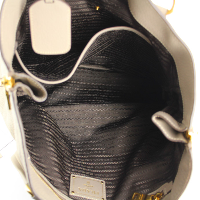 Sac cabas Prada en cuir taupe - Detail D2
