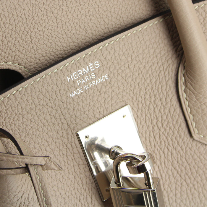 Hermes Birkin 35 cm handbag in grey togo leather - Detail D3