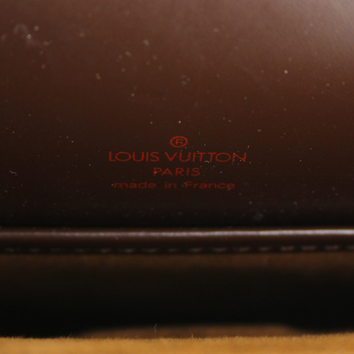 Porta-documentos Louis Vuitton Altona en lona a cuadros y cuero marrón - Detail D3