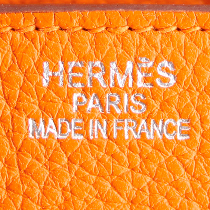 Bolso de mano Hermes Birkin 35 cm en cuero togo naranja - Detail D3