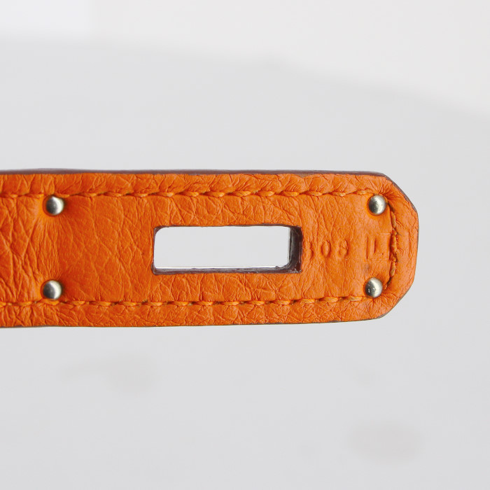 Bolso de mano Hermes Birkin 35 cm en cuero togo naranja - Detail D4