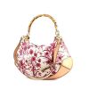 Gucci Bamboo handbag in pink and white canvas and natural leather - 00pp thumbnail
