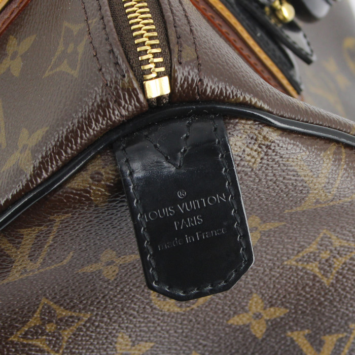 Sac à main Louis Vuitton Speedy 30 en toile monogram dégradée et cuir vernis noir - Detail D4