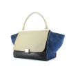 Celine Trapeze large model handbag in black and etoupe leather and blue suede - 00pp thumbnail