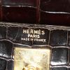 Hermès Kelly 35 cm bag worn on the shoulder or carried in the hand in brown crocodile - Detail D4 thumbnail