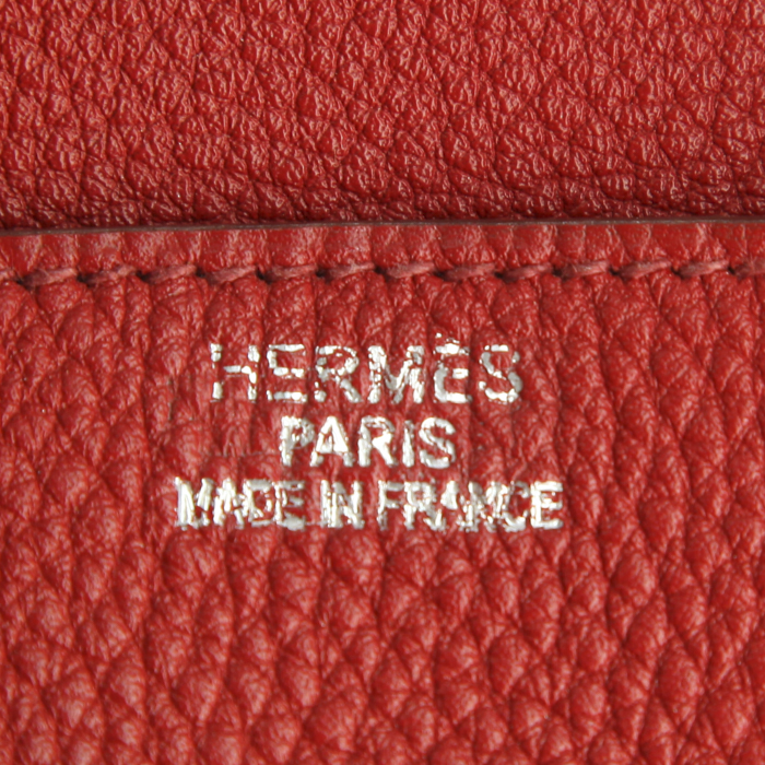 Sac à main Hermes Birkin 35 cm en cuir togo rouge - Detail D3