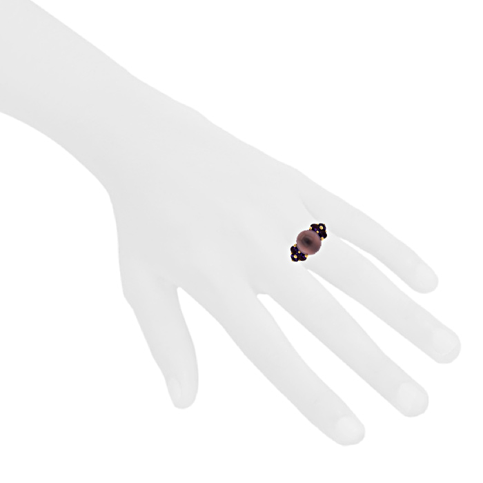 Bague Pomellato Luna grand modèle en or rose et améthyste - Detail D1