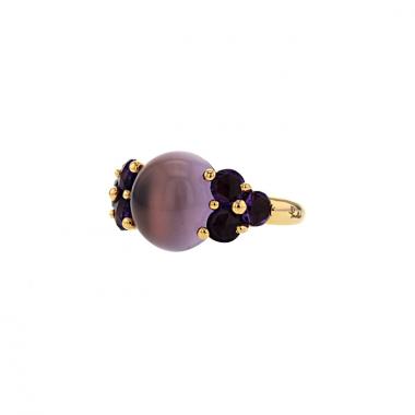 Pomellato Luna large model ring in pink gold and amethyst