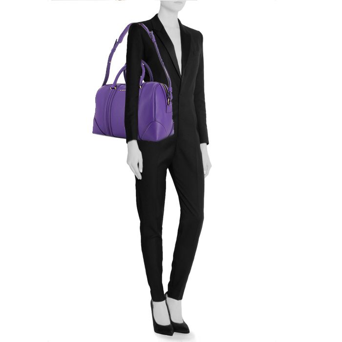 Bolso de mano Givenchy Lucrezia en cuero violeta - Detail D1