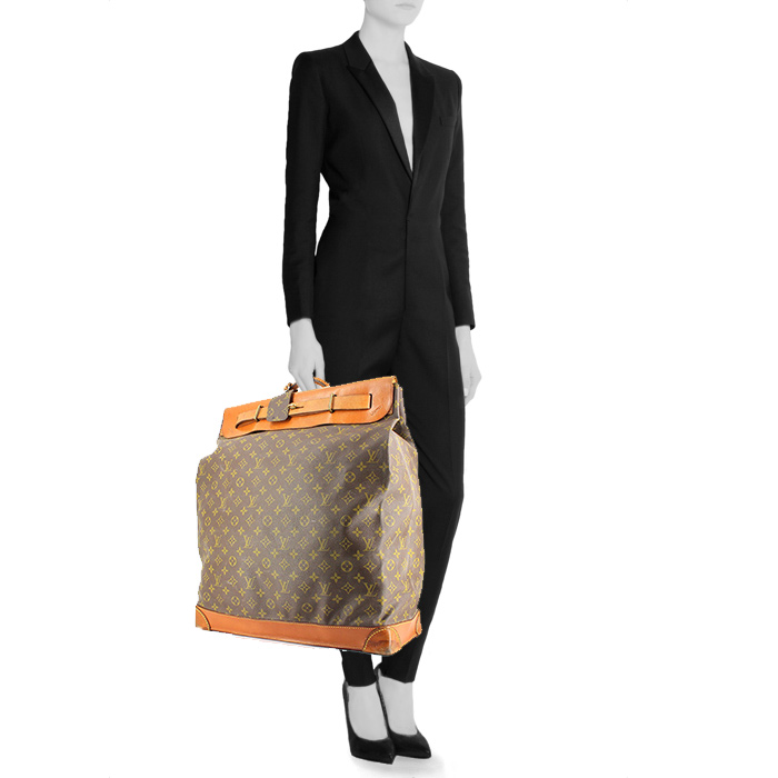 Louis Vuitton Steamer Bag - Travel Bag travel bag in monogram canvas and natural leather - Detail D1