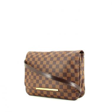 Bolso bandolera Louis Vuitton en lona a cuadros ébano y cuero marrón