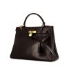 Hermes Kelly 32 cm bag worn on the shoulder or carried in the hand in brown box leather - 00pp thumbnail