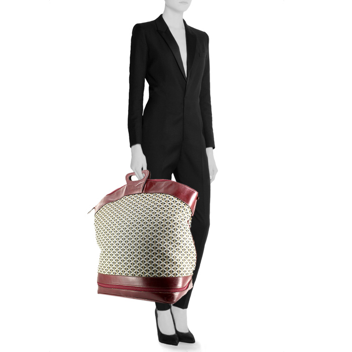 Goyard Béluga travel bag in monogram canvas and burgundy leather - Detail D1